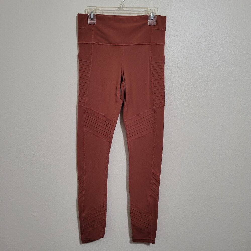 Athleta Stash Pocket Moto Tight Leggings Burnt Orange Size XS